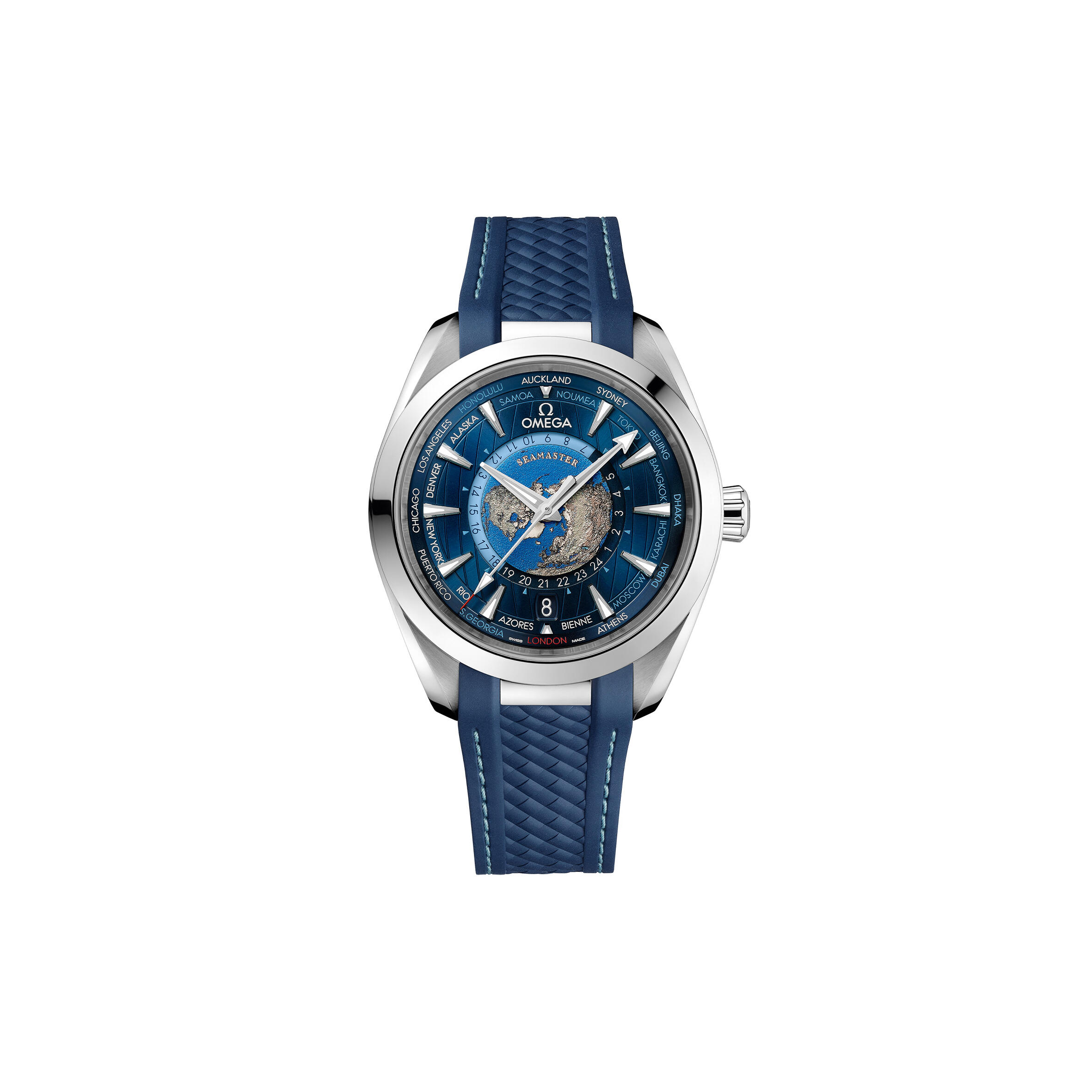 0me*ga seamasteraqua terra 150m 43 mm, steel on rubber strap 220.12.43.22.03.001